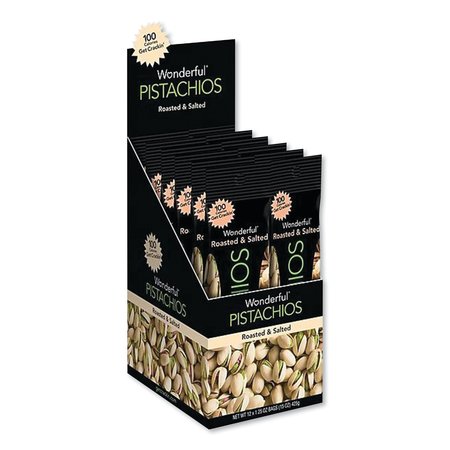 PARAMOUNT FARMS Wonderful Pistachios, Roasted and Salted, 1.25 oz Tube, 12PK PAR91345